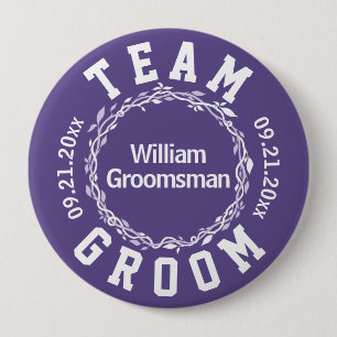 Ultra Violet Wedding Simple Team Groom Or Bride Button
