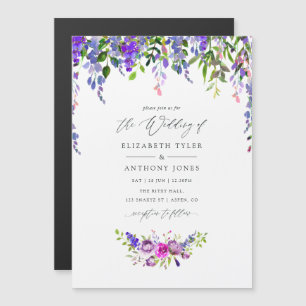 Ultra Violet Wedding Watercolor Floral Magnetic Invitation