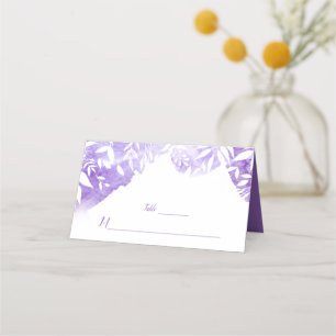 Ultra Violet White Leaf Overlay Place Cards