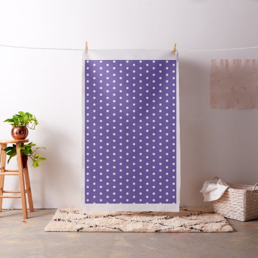 Ultra violet white polka dots pattern fabric