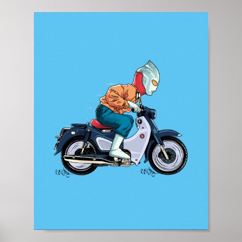 Ultraman Rides an Old Motorbike Poster