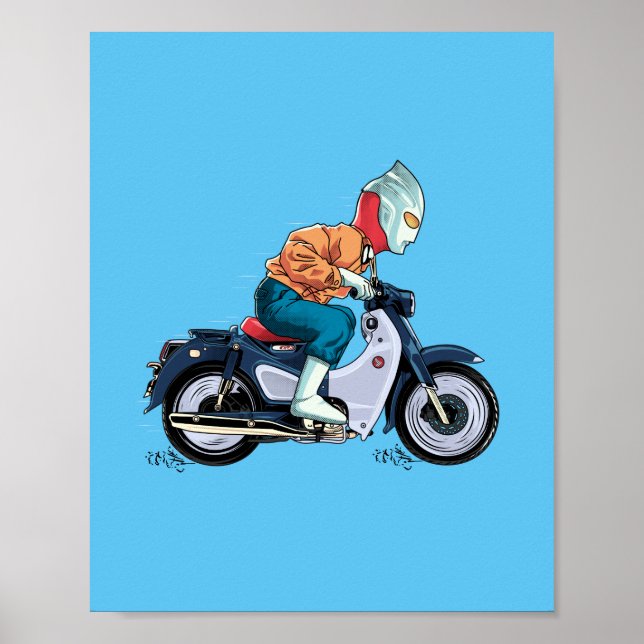 Ultraman Rides an Old Motorbike Poster (Front)