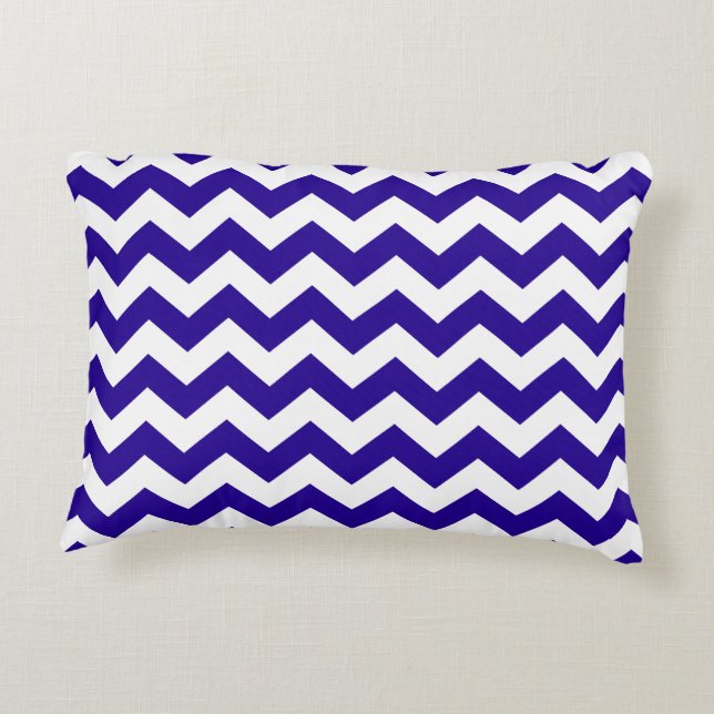 Ultramarine Blue Chevron Accent Pillow (Back)