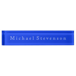 Ultramarine Blue Elegant Modern Business Desk Name Plate