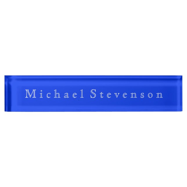 Ultramarine Blue Elegant Modern Business  Desk Name Plate (Front)