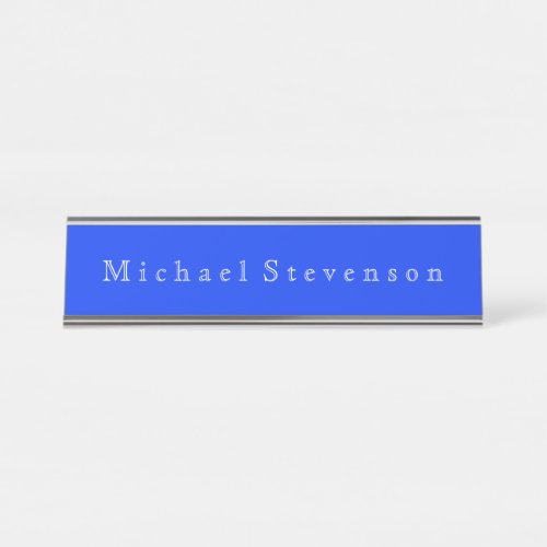 Ultramarine Blue Elegant Modern Business  Desk Name Plate
