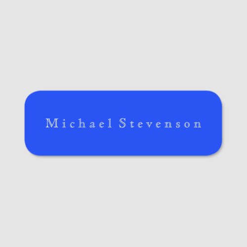 Ultramarine Blue Elegant Modern Business  Name Tag