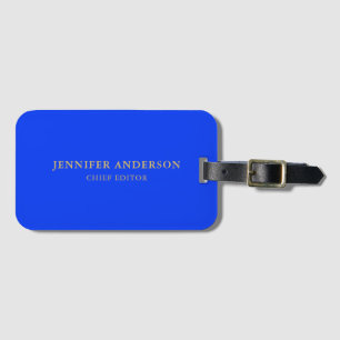 Ultramarine Blue Gold Professional Modern Plain Luggage Tag
