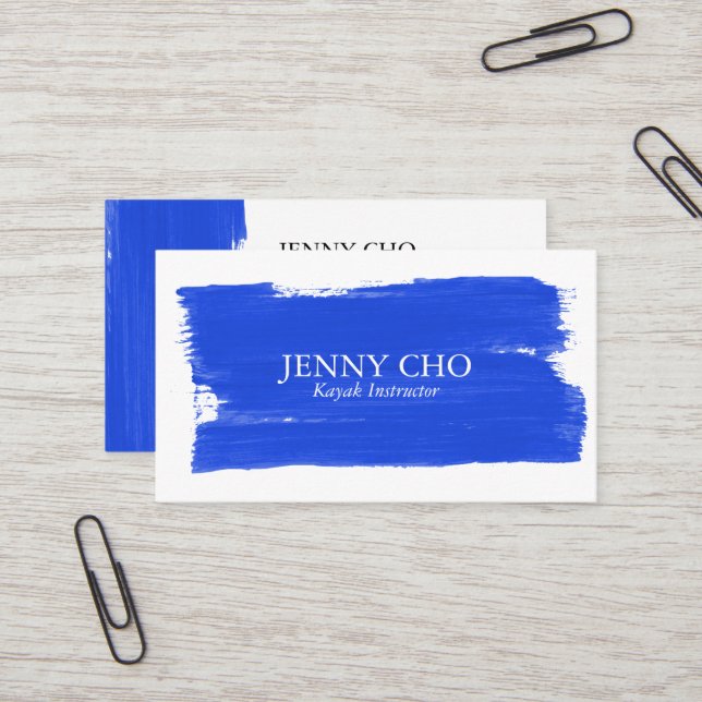 Ultramarine blue paint stripe business card (Front/Back In Situ)