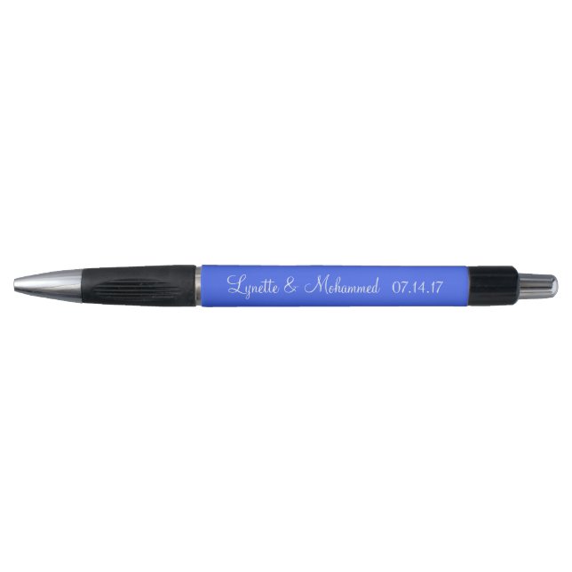Ultramarine Blue Personalized Wedding Favors Pen (Front)