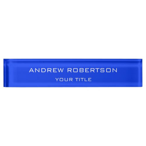 Ultramarine Blue Plain Elegant Minimalist Simple Desk Name Plate