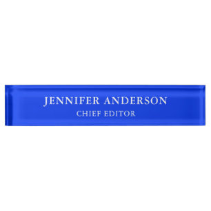 Ultramarine Blue Professional Modern Plain Desk Name Plate