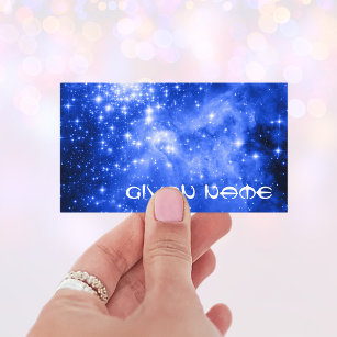 Ultramarine Blue Stars Celestial Photo Business Card