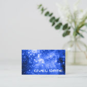 Ultramarine Blue Stars Celestial Photo Business Card (Standing Front)
