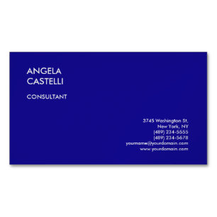 Ultramarine Blue Trendy Modern Minimalist Plain Business Card Magnet