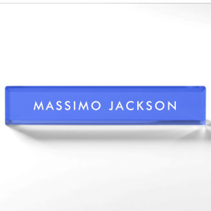 Ultramarine Blue Trendy Modern Professional Desk Name Plate