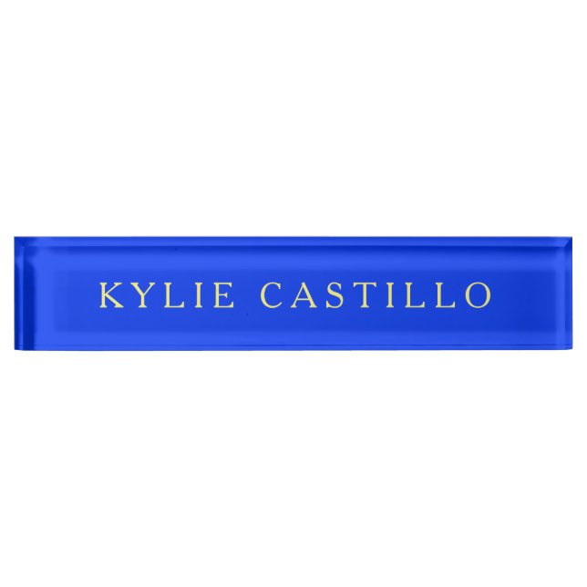 Ultramarine Blue Unique Classical Professional Desk Name Plate (Front)