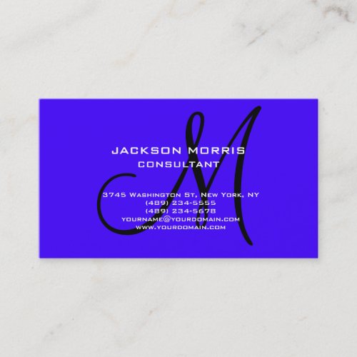 Ultramarine Blue Unique Modern Professional Business Card