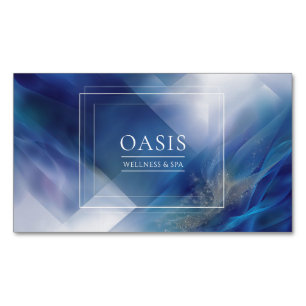 Ultramarine Ribbon Flow Geometric Modern Business Card Magnet