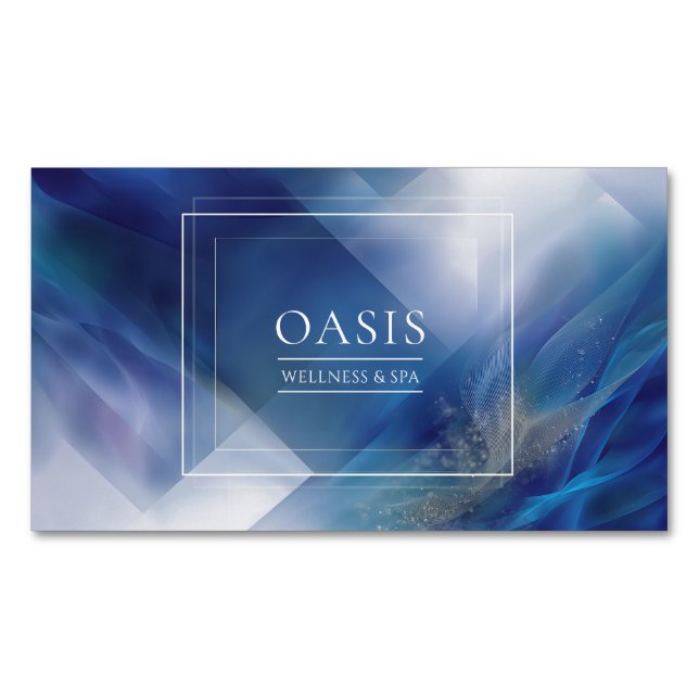 Ultramarine Ribbon Flow Geometric Modern Business Card Magnet (Front)