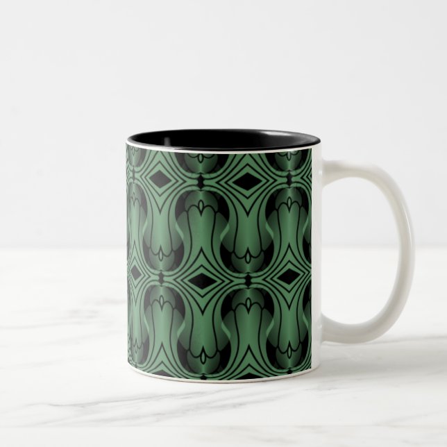 Ultramod Art Deco Mug, Clover Green Two-Tone Coffee Mug (Right)