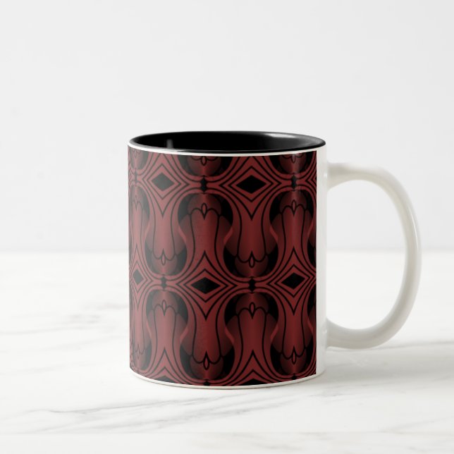 Ultramod Art Deco Mug, Dark Red Two-Tone Coffee Mug (Right)