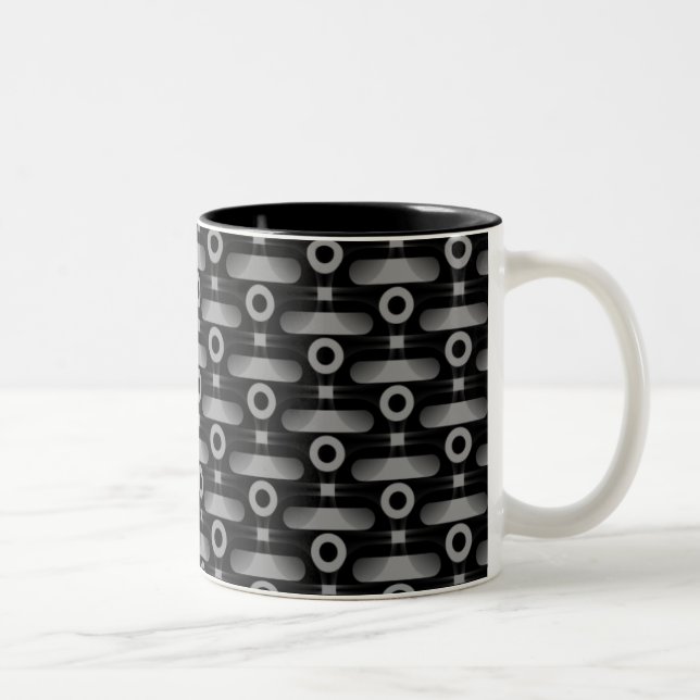 Ultramodern Abstract Mug, Gray Two-Tone Coffee Mug (Right)