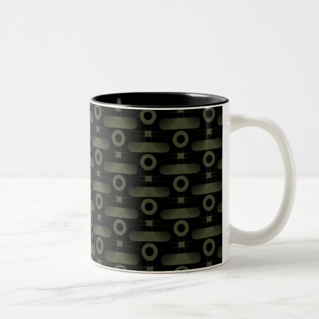 Ultramodern Abstract Mug, Olive Green Two-Tone Coffee Mug (Right)