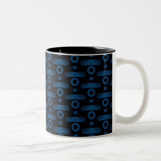 Ultramodern Abstract Mug, Royal Blue Two-Tone Coffee Mug (Right)