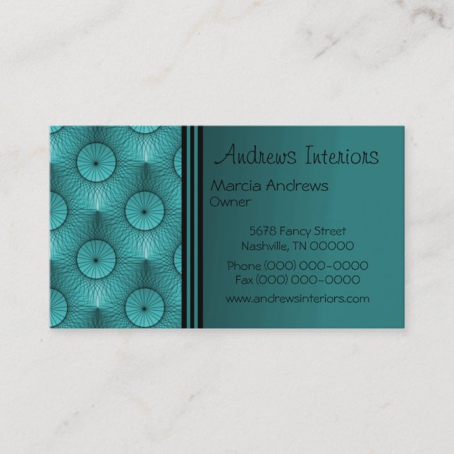 Ultramodern Business Card, Dazzling Teal Business Card (Front)