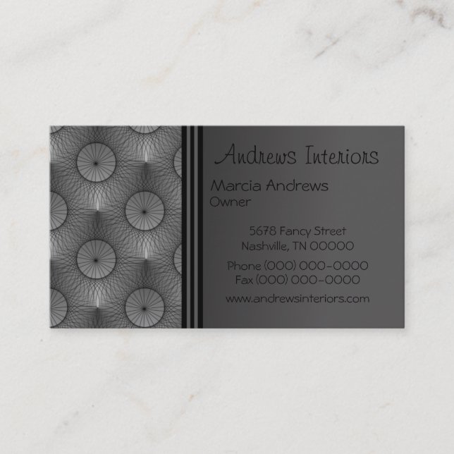 Ultramodern Business Card, Metallic Gray Card (Front)