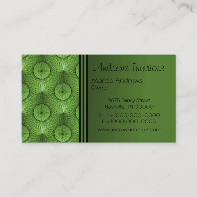 Ultramodern Business Card, Olive Green Card (Front)