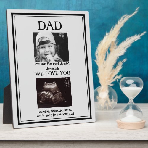 Ultrasound 2 Photo Child Grey  Black Fathers Day Plaque