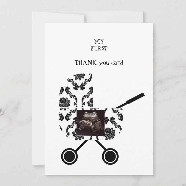 Ultrasound B/W Damask Thank You Baby Viewpoint (Front)