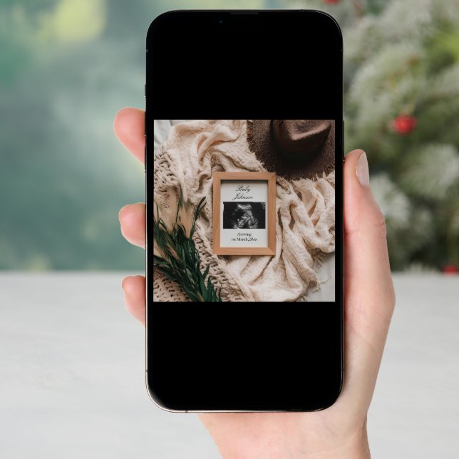 Ultrasound Boho rustic pregnancy announcement  (Front Digital)