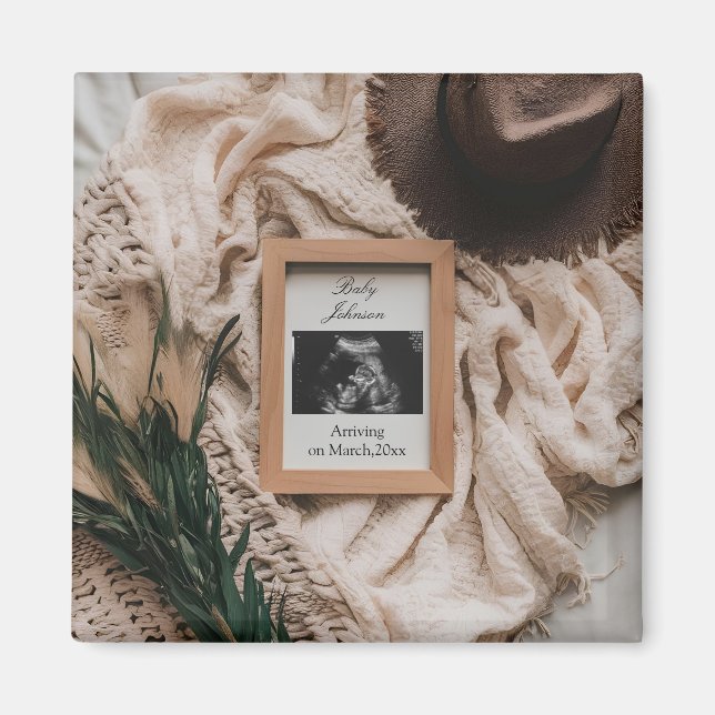 Ultrasound Boho rustic pregnancy announcement  Magnet (Front)