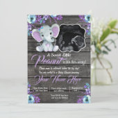 Ultrasound Elephant Baby Shower Invitation, rustic Invitation (Standing Front)