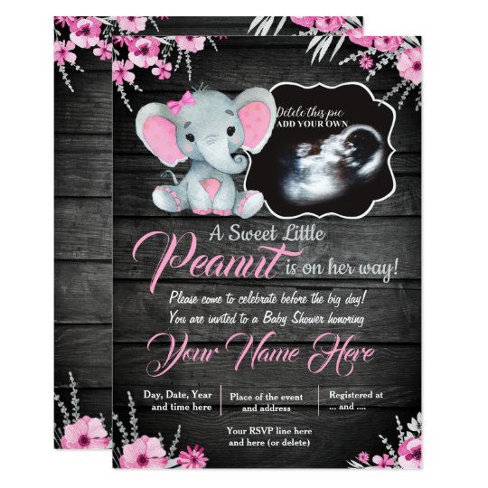Ultrasound Elephant Baby Shower Invitation Rustic Invitation Ultrasound Elephant Baby Shower Invitation Rustic Invitation