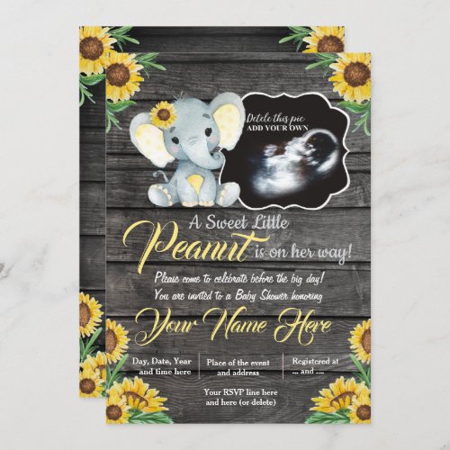 Ultrasound Elephant Baby Shower Invitation rustic Invitation