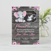 Ultrasound Elephant Baby Shower Invitation, rustic Invitation (Standing Front)