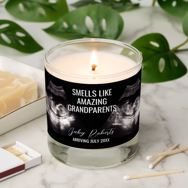 Ultrasound Grandparents Pregnancy Announcement Scented Candle (Lit)
