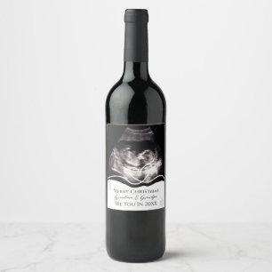 Ultrasound Grandparents Pregnancy Announcement Wine Label