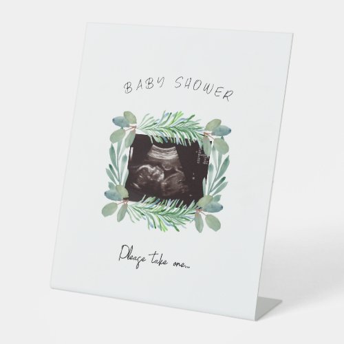 Ultrasound Greenery Baby Shower PLease Take One Pedestal Sign