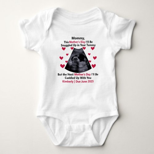 Ultrasound Mom To Be Snuggled Up Mothers Day Baby Bodysuit
