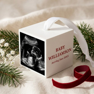 Ultrasound Photo Baby Announcement Christmas Cube Ornament