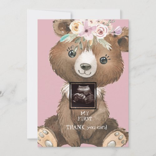 Ultrasound Photo Boho Bear Pink Funny Thank You