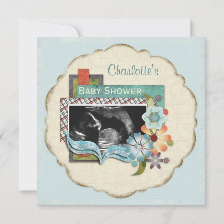 Ultrasound Photo Boy Baby Shower Invitation Zazzle