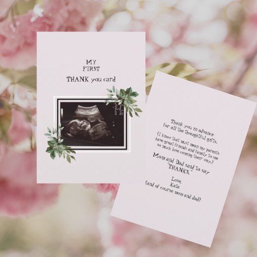 Ultrasound Photo Pink Baby Point of View Thank You Card