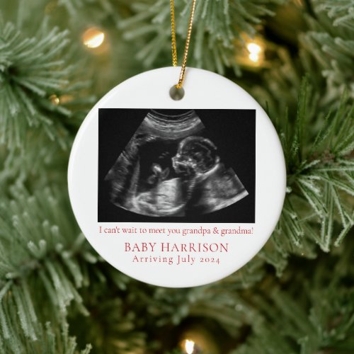 Ultrasound Photo Pregnancy Announcement Ceramic Ornament