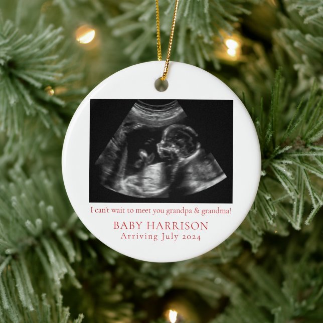 Ultrasound Photo Pregnancy Announcement Ceramic Ornament (Tree)